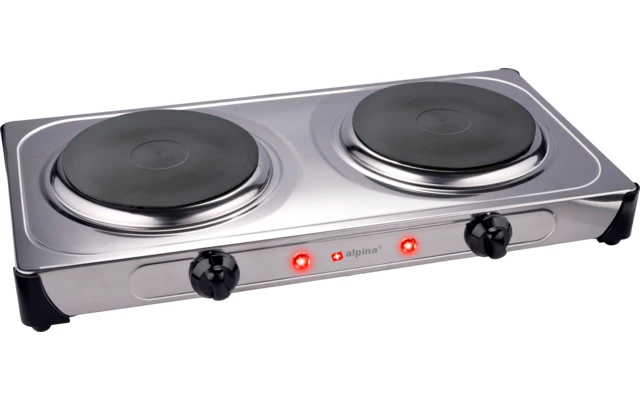 Placa De Cocción Eléctrica Alpina Con 2 Quemadores 230 V Plata/negro 3 Placa De Cocción Eléctrica Alpina Con 2 Quemadores 230 V Plata/negro